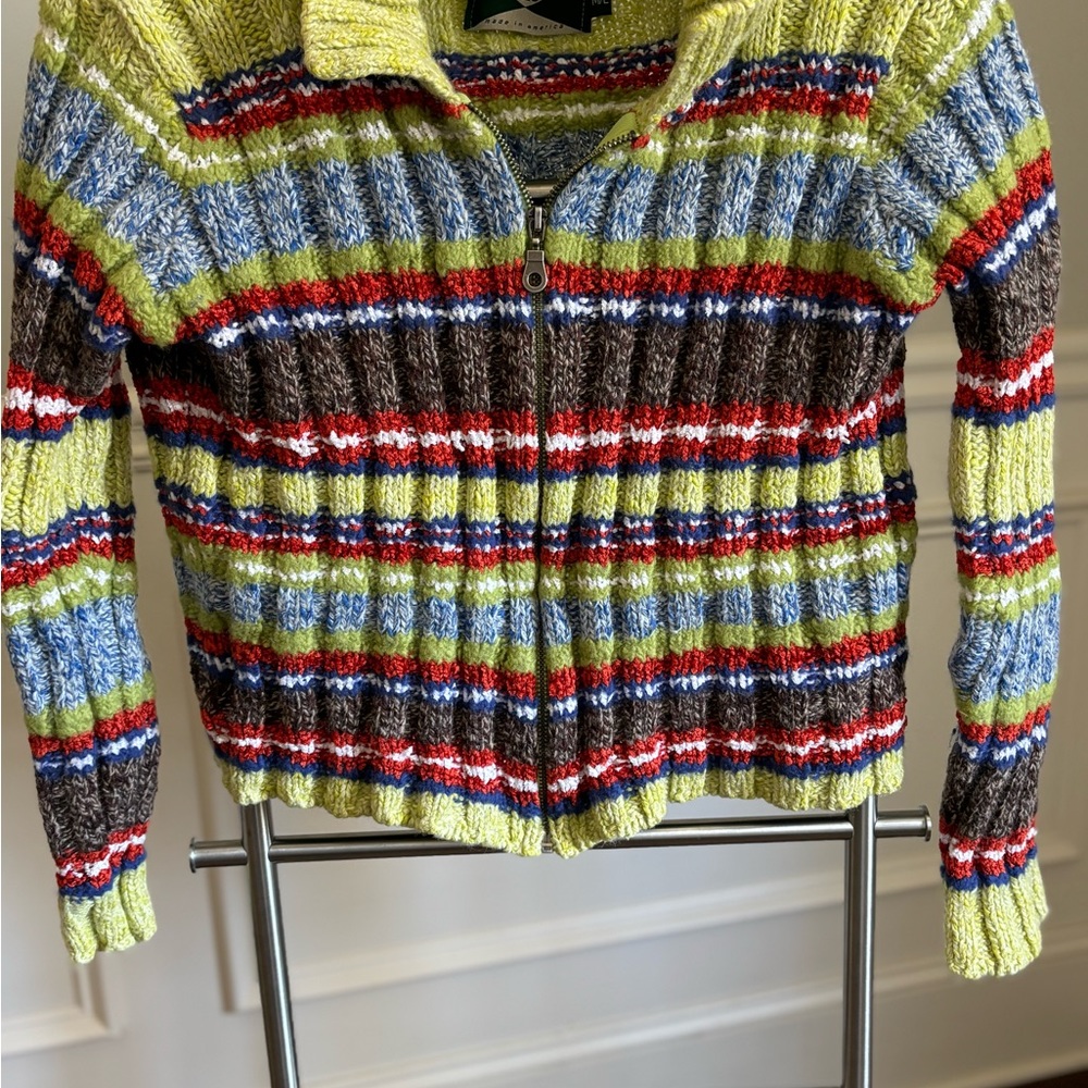 525 America Green and Blue Cardigan Sweater